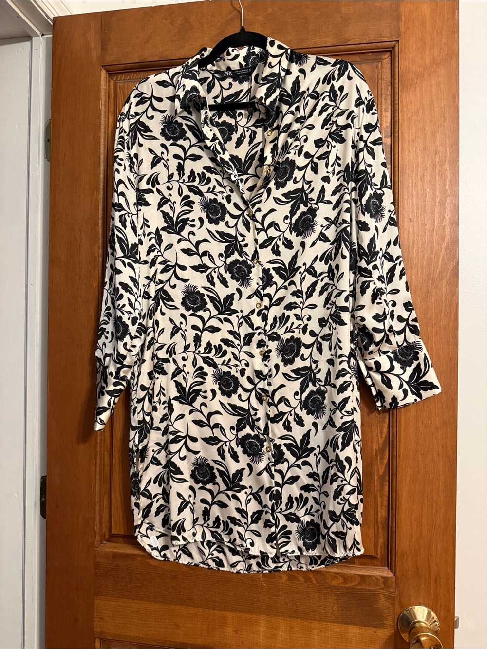 Zara Black and White Floral Shirt/Dress
